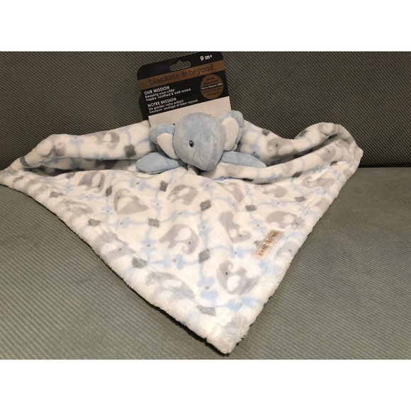 COPY - Blankets and Beyond Elephant Baby Security Blanket Tapestry Blue Lovey P… - Picture 5 of 6